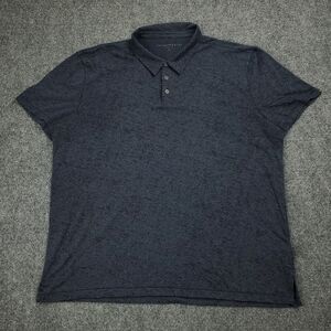 John Varvatos Polo Shirt Mens XL Navy Blue Distressed Rocker Grunge Striped